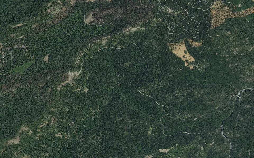 Aerial view centered on Oak Hollow Campground
