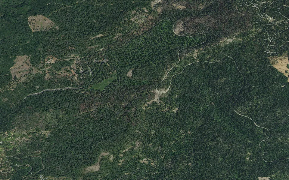 Aerial view centered on Sugar Pine Environmental Camp