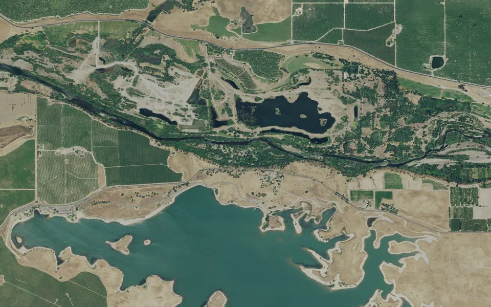 Aerial view centered on Turlock Lake Campground