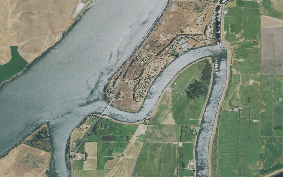 Aerial view centered on Cottonwood Campground