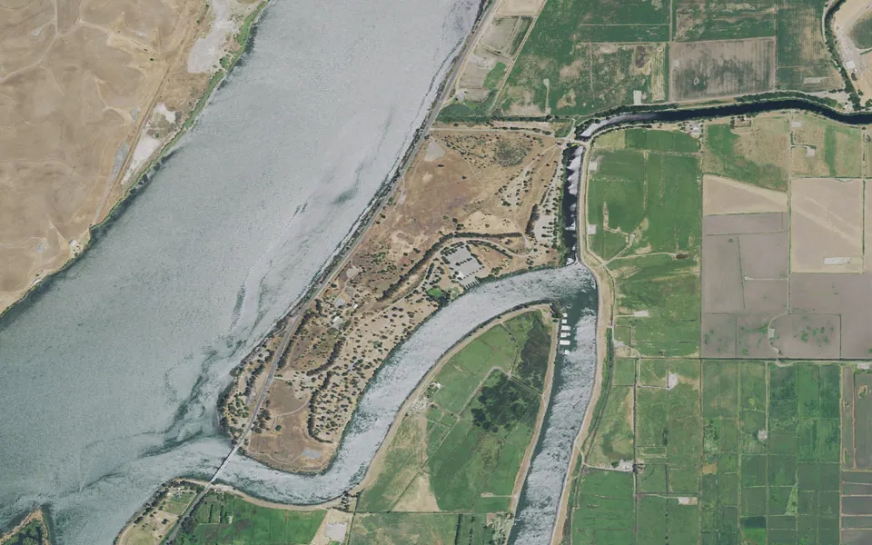 Aerial view centered on Olympic RV Campground