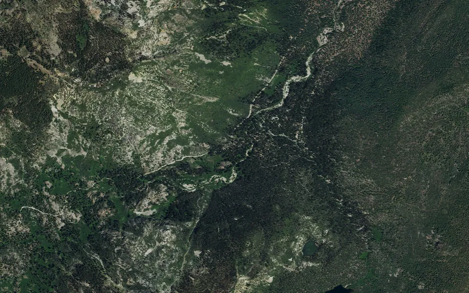 Aerial view centered on Upper Jamison Campground
