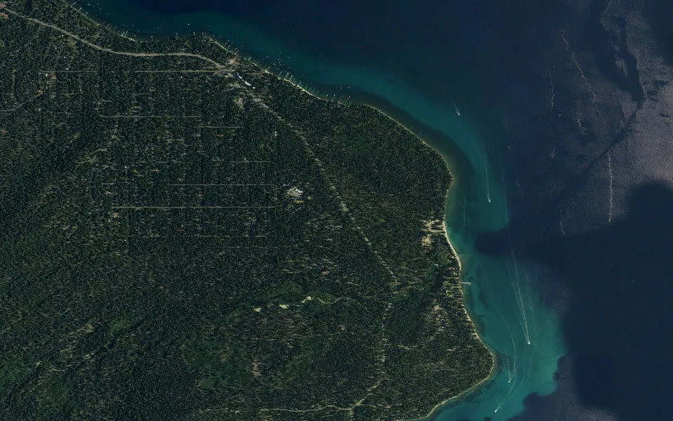 Aerial view centered on General Campground