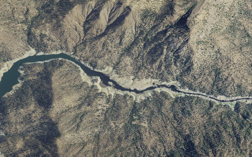 Aerial view centered on Temperance Flat Boat-In