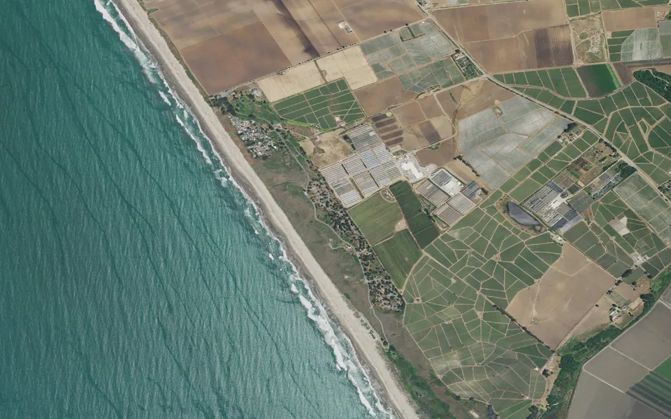 Aerial view centered on Sunset Campground