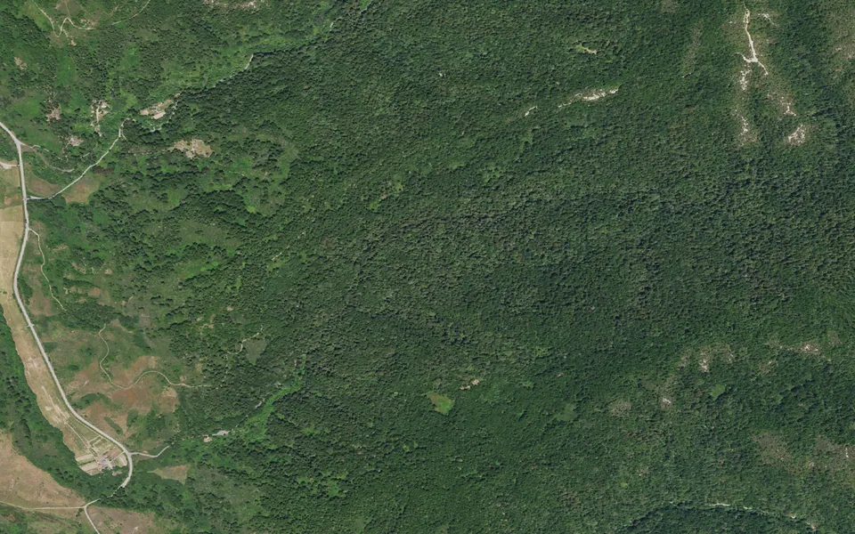 Aerial view centered on Ben Ries Campground