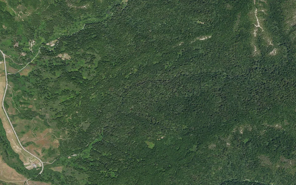 Aerial view centered on Ben Ries Walk-in Campground