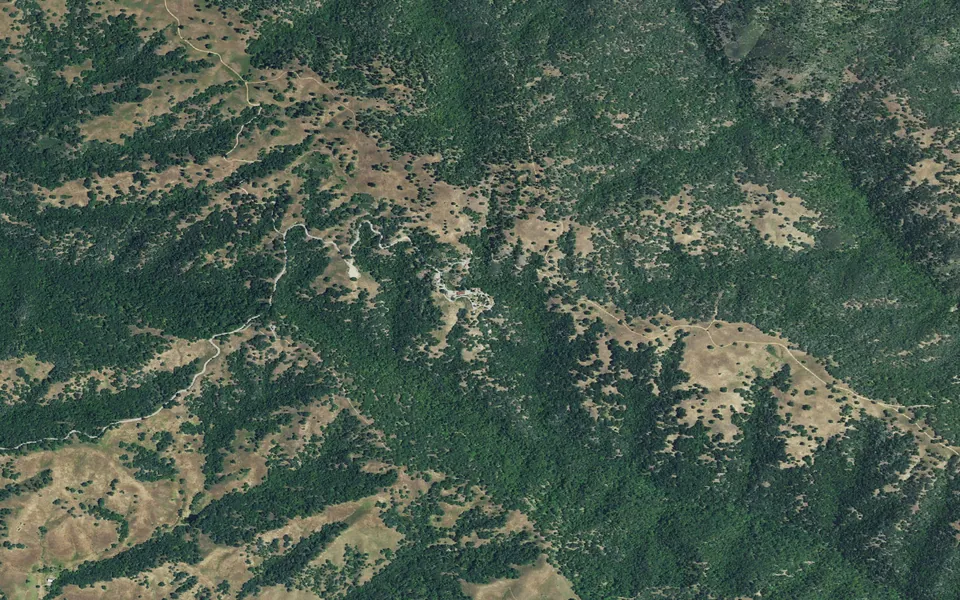 Aerial view centered on Headquarters Campground