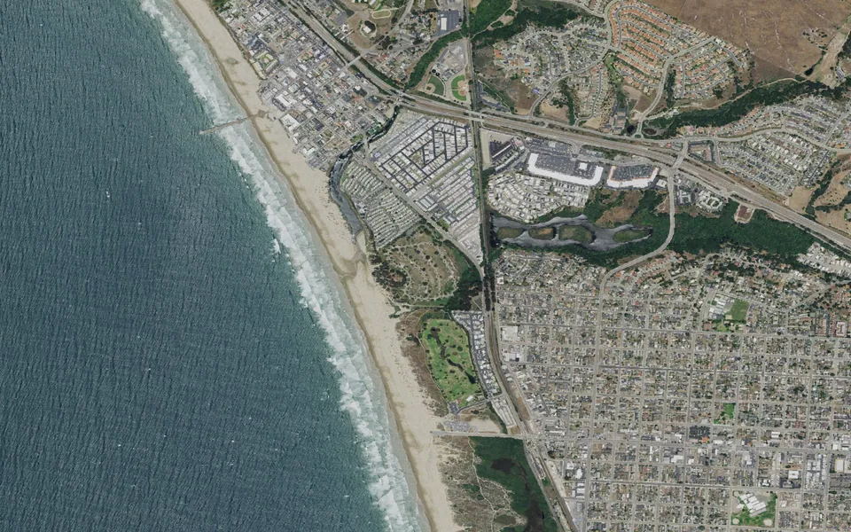 Aerial view centered on North Beach Campground
