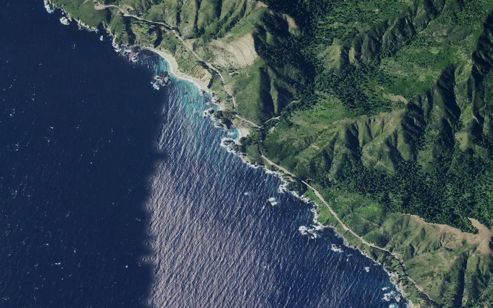 Aerial view centered on Saddle Rock Environmental Camp