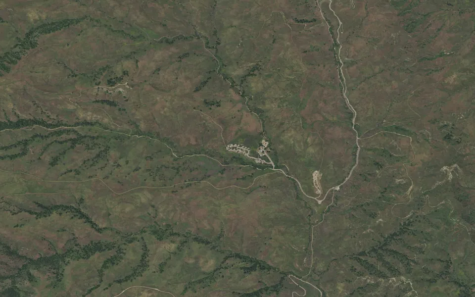 Aerial view centered on Rolling M Ranch Campground