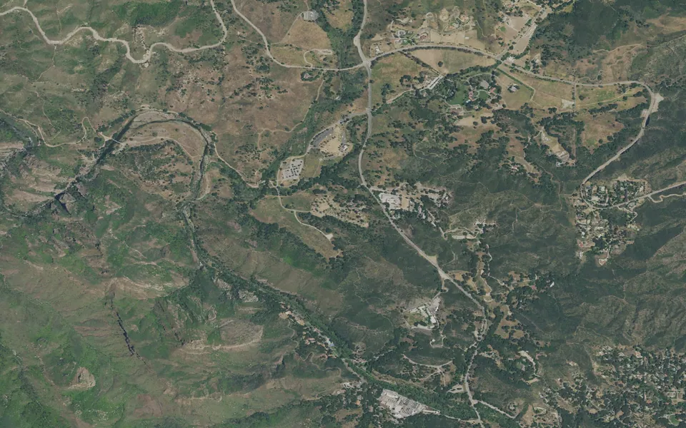 Aerial view centered on Malibu Campground