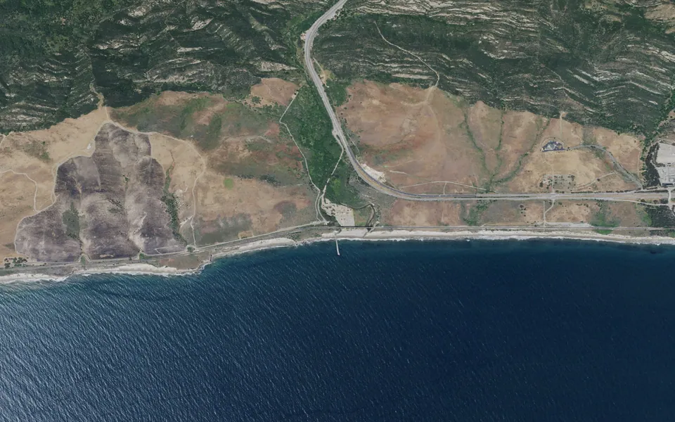 Aerial view centered on Gaviota Campground