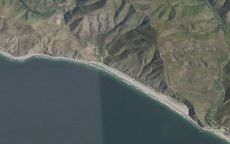 Aerial view centered on Thornhill Broome Beach Campground