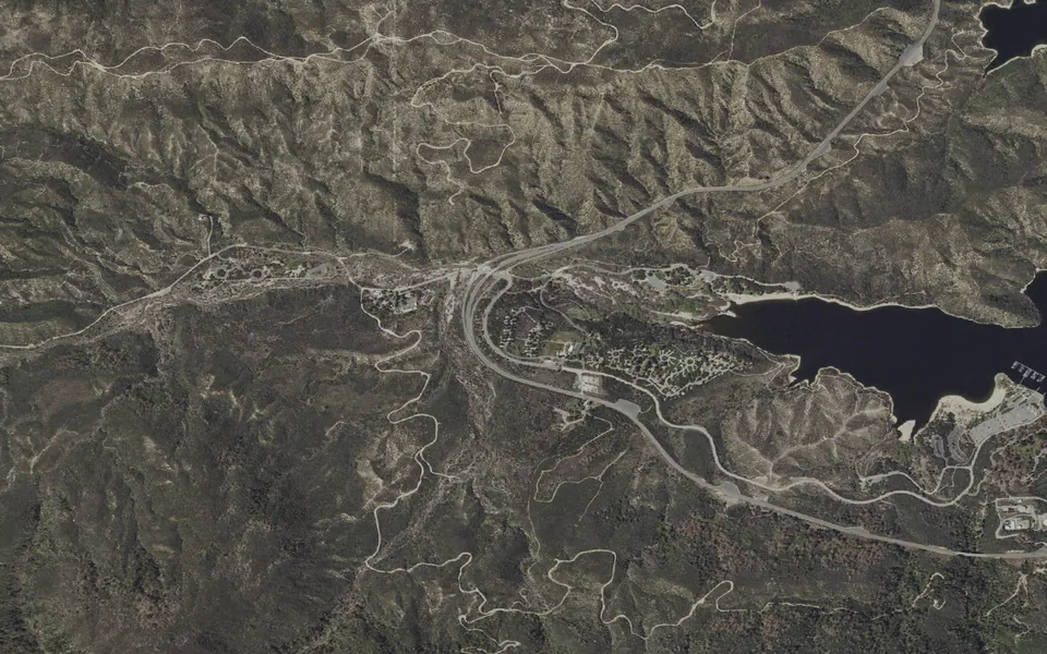 Aerial view centered on New Mesa Campground