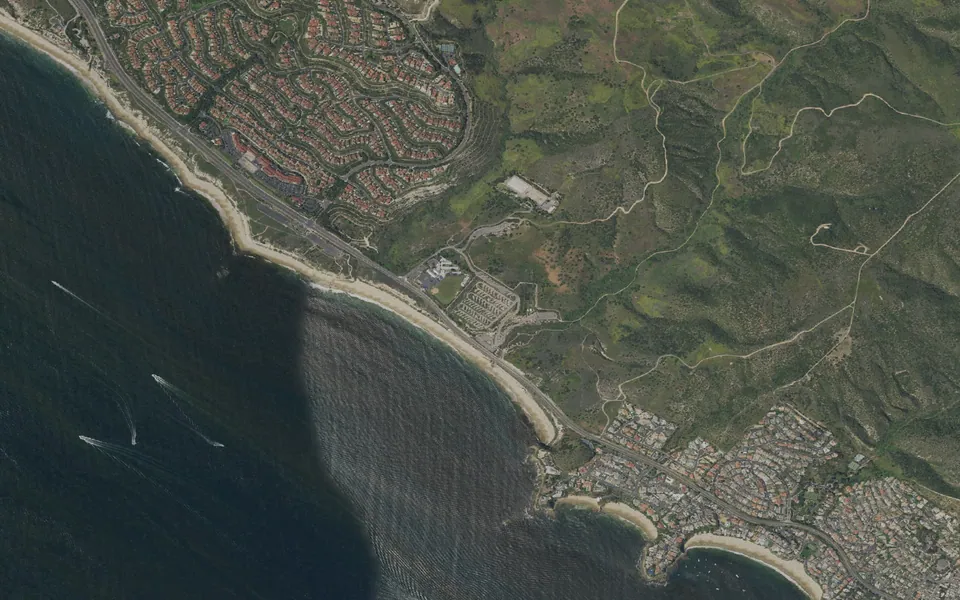 Aerial view centered on Moro Campground