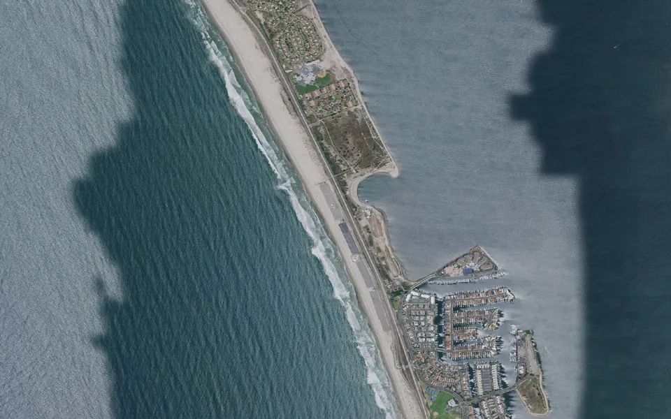 Aerial view centered on Silver Strand Campground
