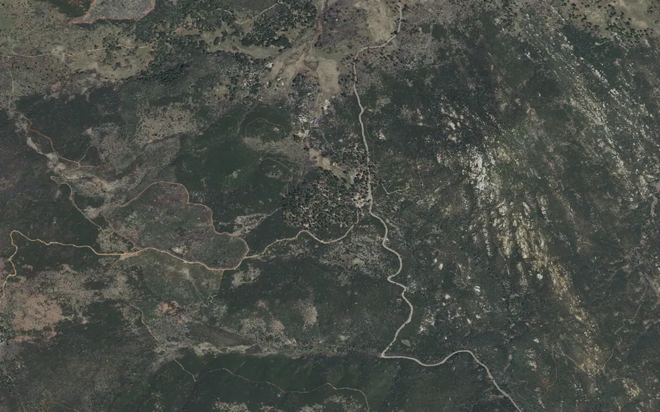 Aerial view centered on Paso Picacho Campground