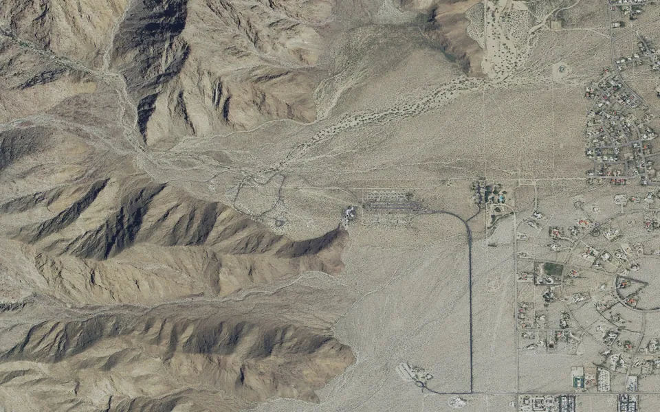 Aerial view centered on Borrego Palm Canyon Campground
