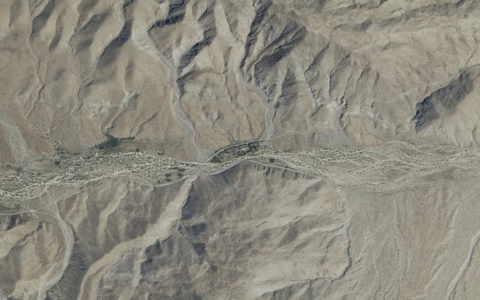 Aerial view centered on Tamarisk Grove Campground