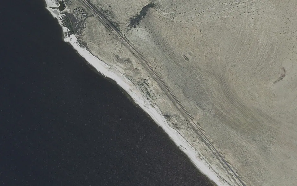 Aerial view centered on Mecca Campground