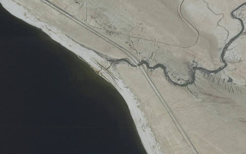 Aerial view centered on Salt Creek Beach Campground