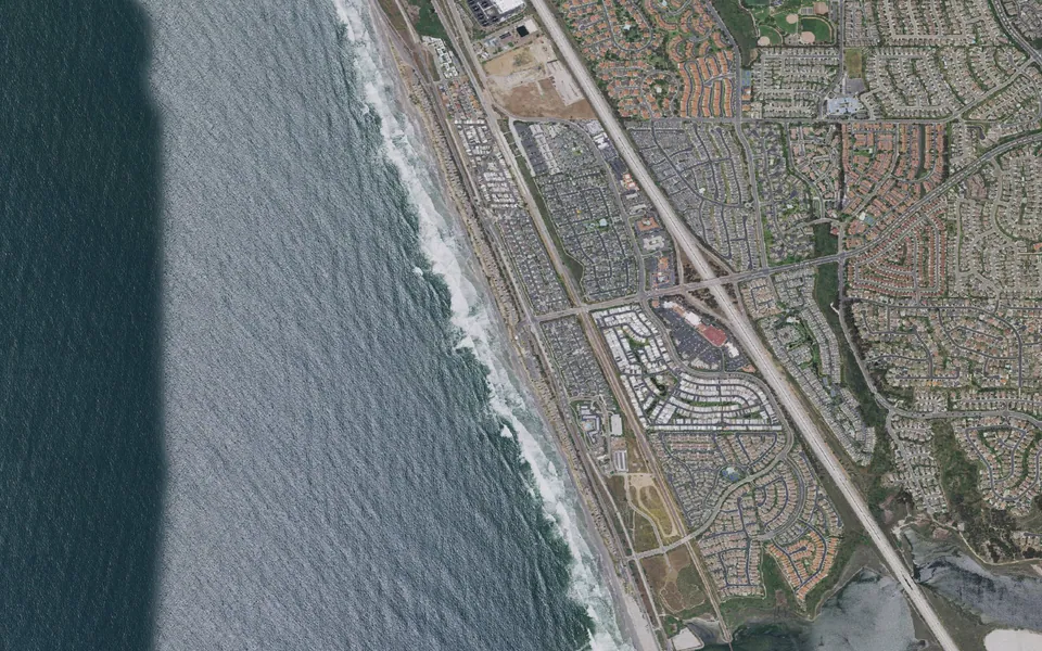 Aerial view centered on South Carlsbad Campground