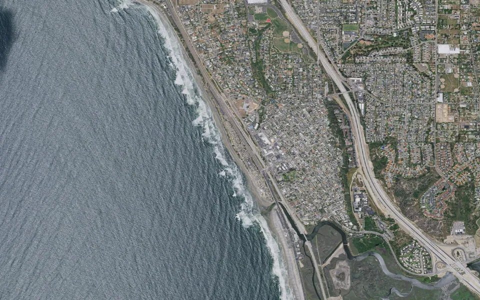 Aerial view centered on San Elijo Campground