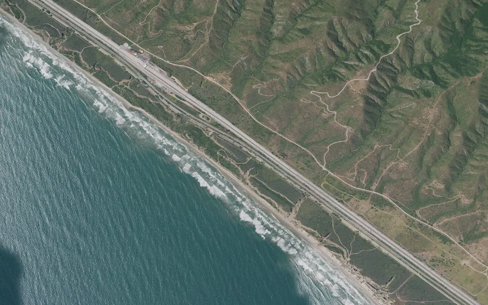 Aerial view centered on San Onofre Bluffs Campground