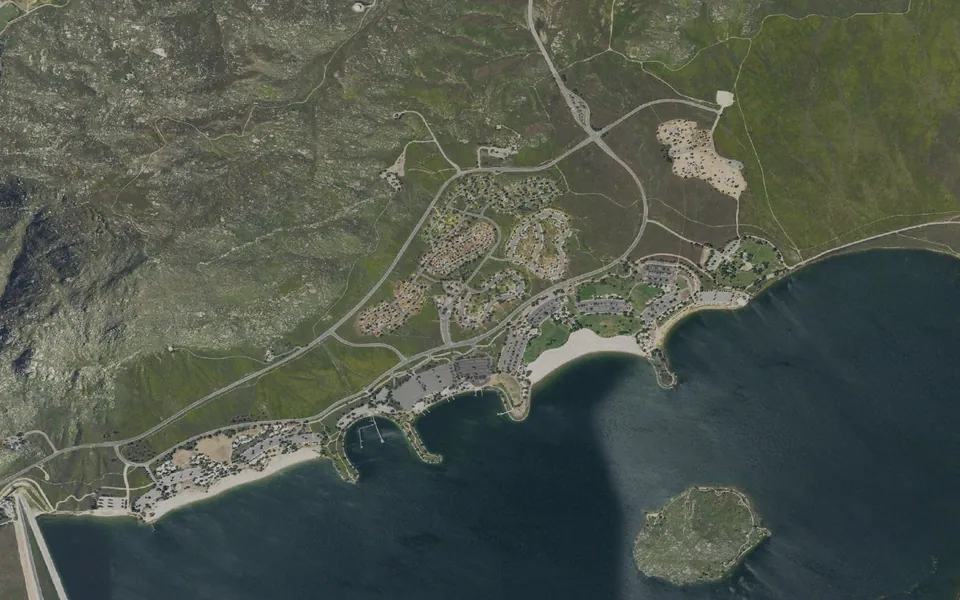 Aerial view centered on Coyote Campground