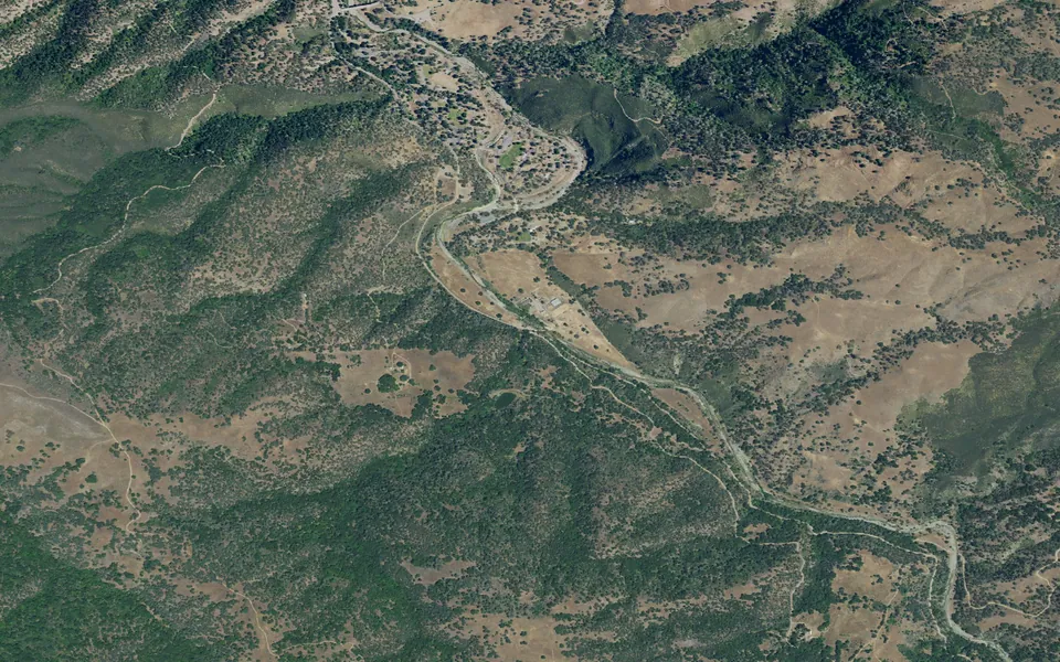 Aerial view centered on Del Valle Campground