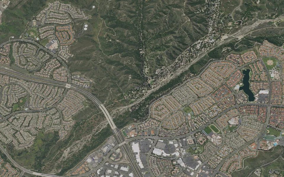 Aerial view centered on O'Neill Regional Park Campground