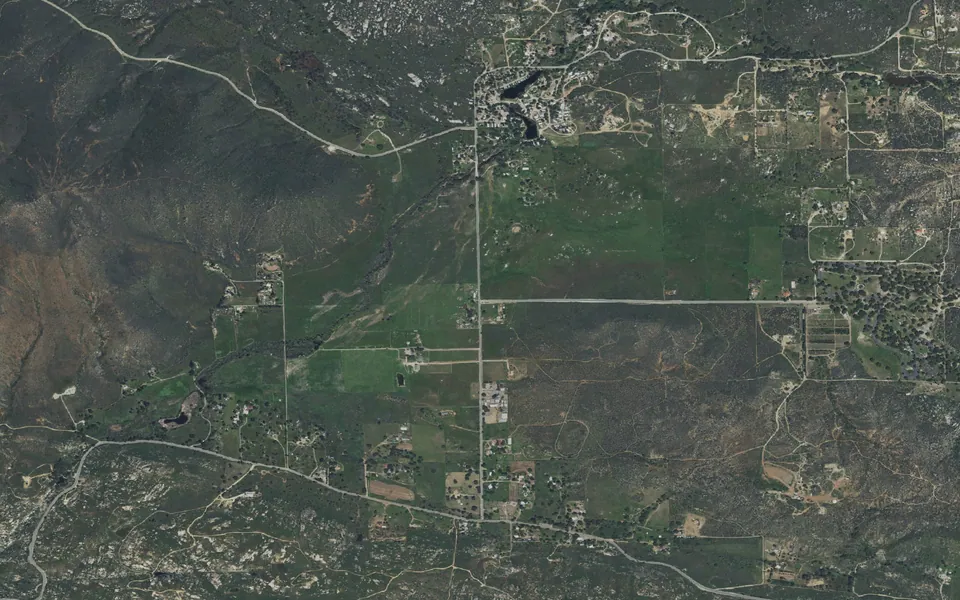 Aerial view centered on Potrero County Park Campground