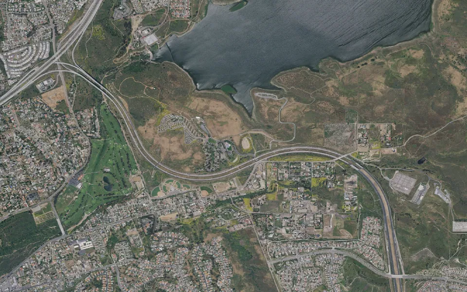 Aerial view centered on Sweetwater Summit Regional Park Campground