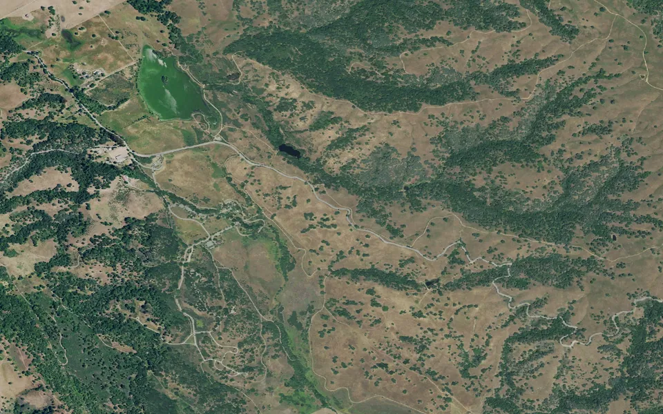 Aerial view centered on Joseph D. Grant County Park Campground