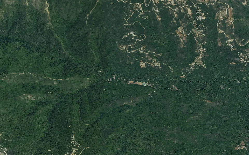 Aerial view centered on Uvas Canyon County Park Campground