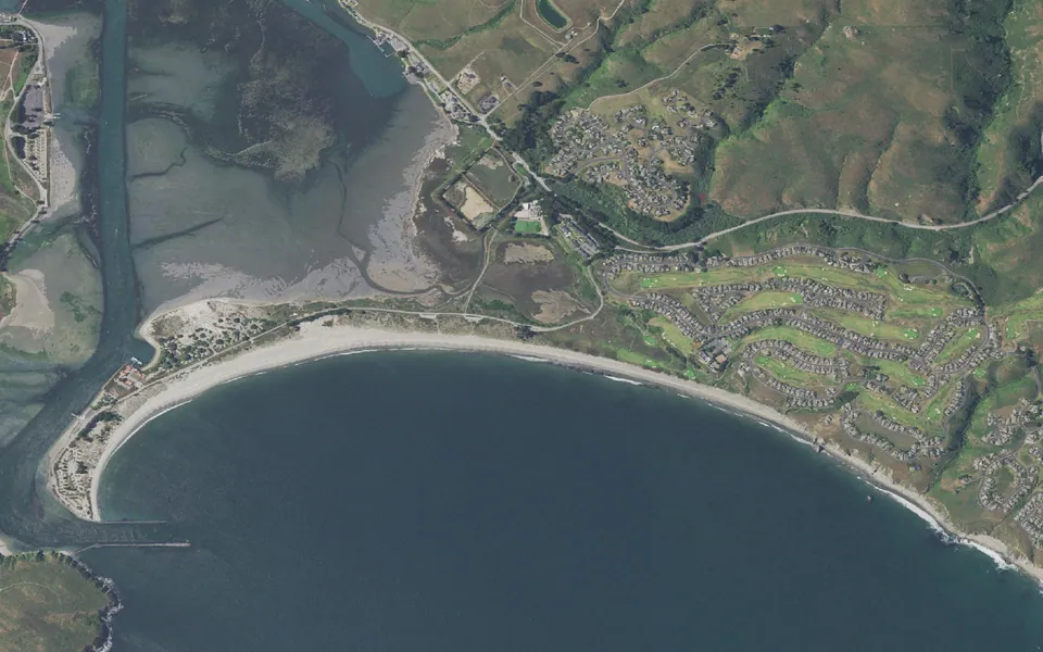 Aerial view centered on Doran Regional Park Campground