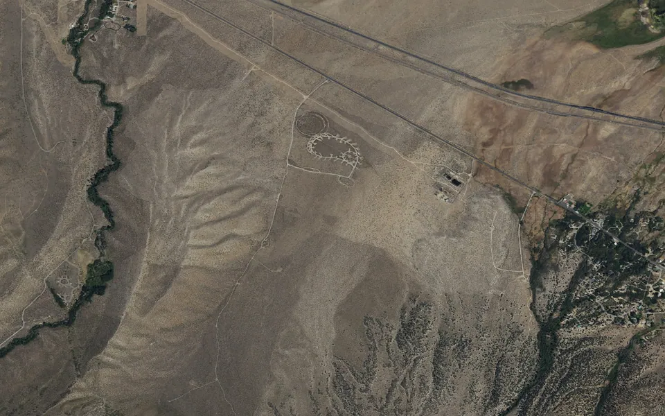 Aerial view centered on Crowley Lake Campground