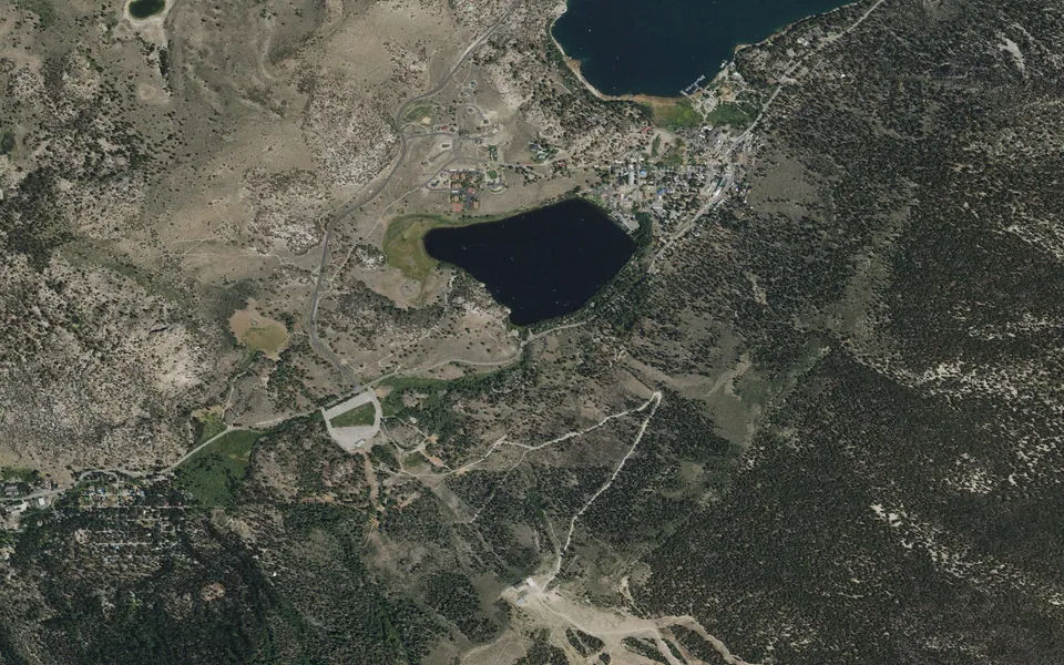 Aerial view centered on Gull Lake Campground