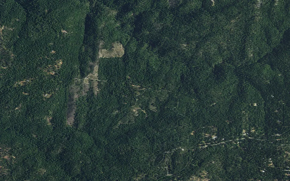 Aerial view centered on Dru Barner Campground