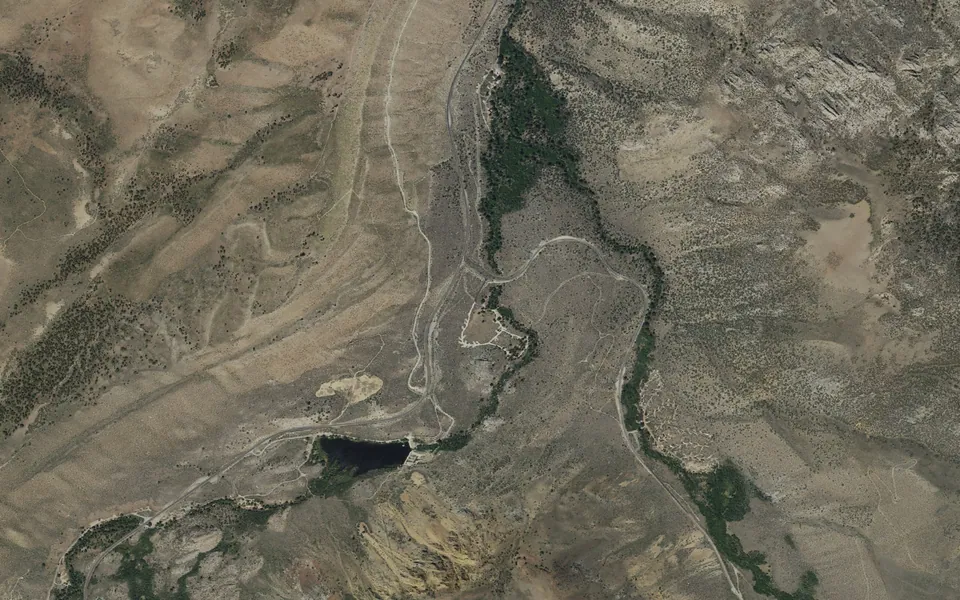 Aerial view centered on Forks Campground (Inyo)