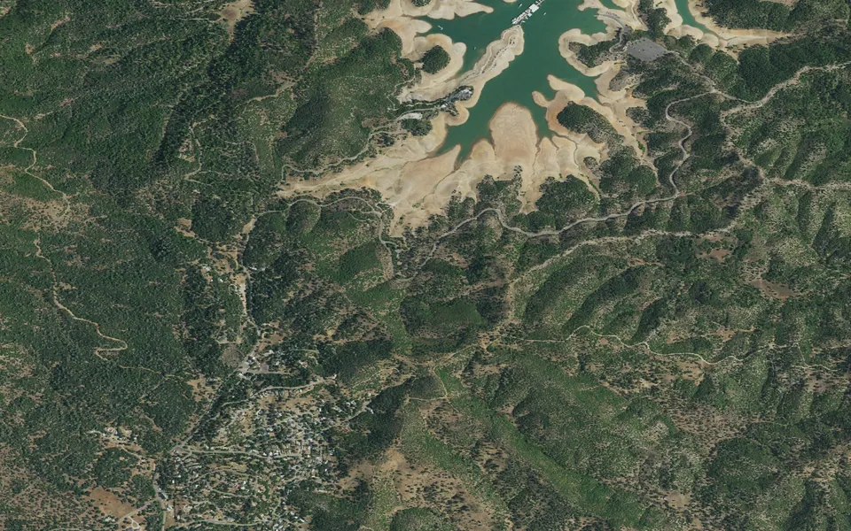 Aerial view centered on Lower Jones Valley (CA)