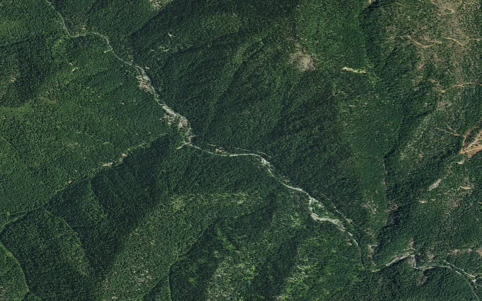 Aerial view centered on Bridge Camp (CA)