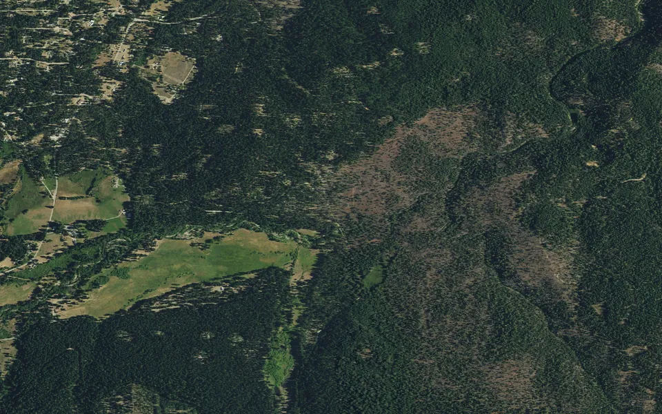 Aerial view centered on Meadow Camp Campground