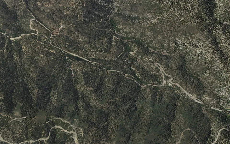 Aerial view centered on Peavine Campground