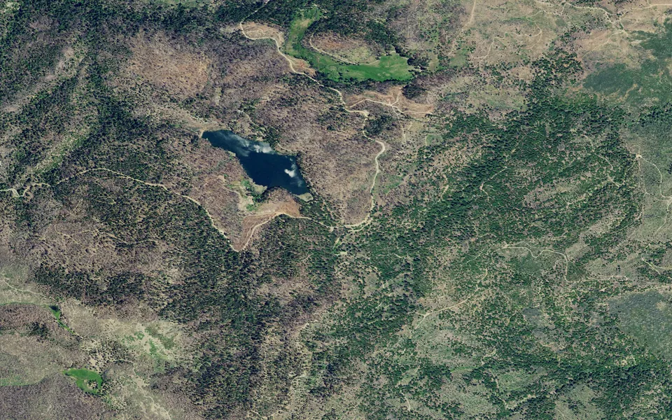 Aerial view centered on Letts Lake Campground