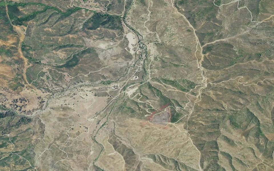 Aerial view centered on Mill Creek - Mendocino National Forest