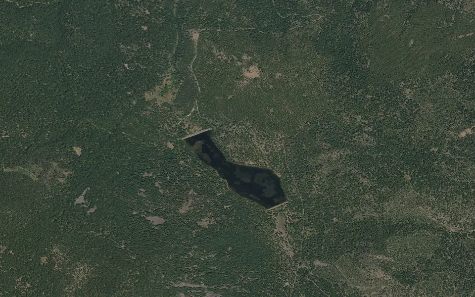 Aerial view centered on Juanita Lake Campground