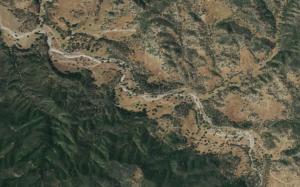 Aerial view centered on American Canyon Campground