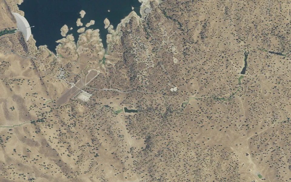 Aerial view centered on Wildcat Recreation Area Campground